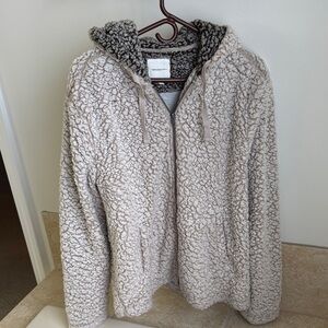 Thread & Supply Taupe Sherpa Zip Hoodie Jacket - Women's